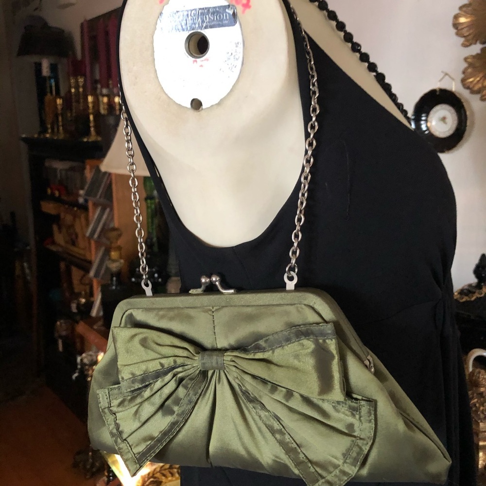 Vintage Olive Green Shoulder Crossbody Clutch - Picture 2 of 9